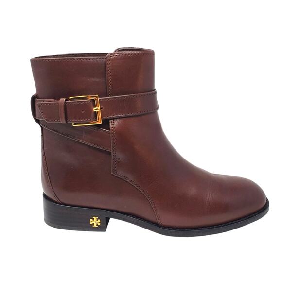 Tory Burch Brooke Ankle Bootie Boots Calf Leather Perfect Brown 52660 Size 6.5 M - Picture 1 of 11